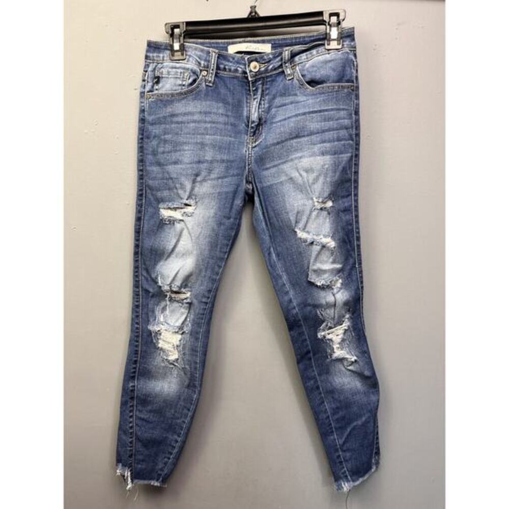 KanCan Jeans‎ Womens 5/26 Medium Wash Jeans Denim Cotton Stretch Skinny Raw Hem